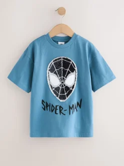 Next Bleu Spiderman - T-shirt à sequins réversibles (3-16ans) Clearance
