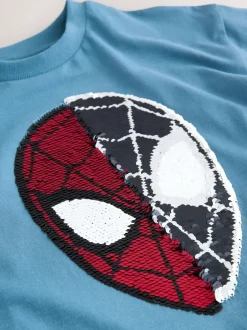 Next Bleu Spiderman - T-shirt à sequins réversibles (3-16ans) Clearance