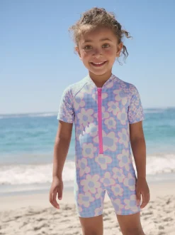 Next - Maillot de bain Sunsafe (3mths-10yrs) Bleu Stampy Fleuri Best