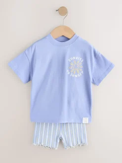 Next Bleu Sunshine - Ensemble t-shirt à manches courtes et short cycliste (3mois7ans) Sale