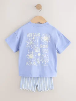 Next Bleu Sunshine - Ensemble t-shirt à manches courtes et short cycliste (3mois7ans) Sale