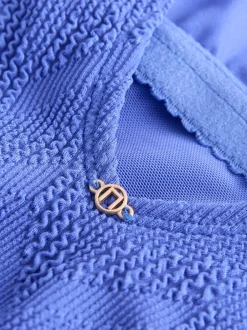 Next - Maillot de bain gainant à encolure dégagée Bleu texturé bleuet Hot