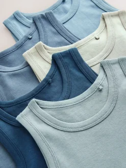 Next - Lot de 5 débardeurs (1.5-16ans) Bleu tonal Outlet