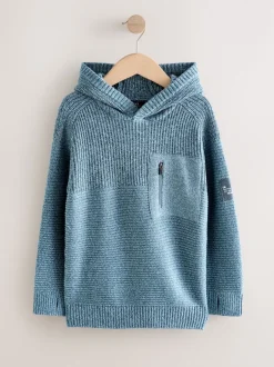 Next - Sweat-shirt à capuche en maille utilitaire (3-16ans) Bleu torsadé Clearance