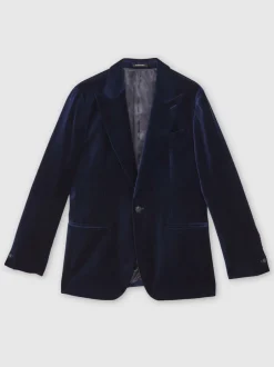 Reiss bleu vif - Apsara Blazer en velours à boutonnage simple habillé New
