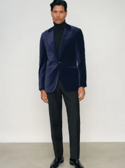 Reiss bleu vif - Apsara Blazer en velours à boutonnage simple habillé New