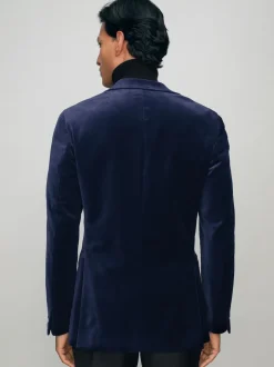 Reiss bleu vif - Apsara Blazer en velours à boutonnage simple habillé New