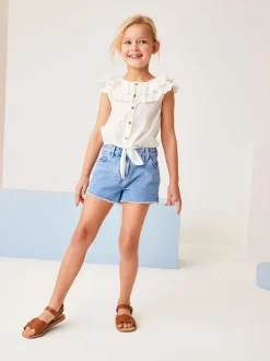 Next bleu vif - Short en jean à bords effilochés (3-16ans) Sale