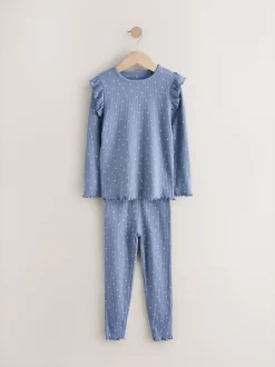 Next Bleu/Blanc - Pyjama Rib Se blottir 3 Pack (9mois-12ans)