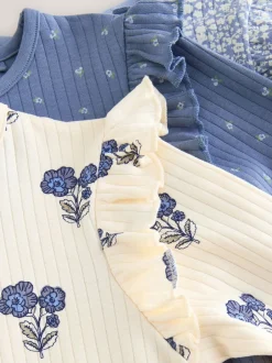 Next Bleu/Blanc - Pyjama Rib Se blottir 3 Pack (9mois-12ans)