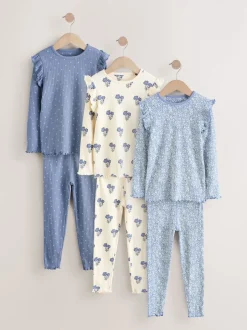 Next Bleu/Blanc - Pyjama Rib Se blottir 3 Pack (9mois-12ans)