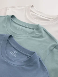 Next Bleu/blanc écru/vert - Lot de 3 t-shirts Muscle Fit Essential Clearance