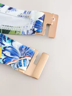 Next Bleu/blanc imprimé sardine - Haut de bikini non rembourré avec armatures