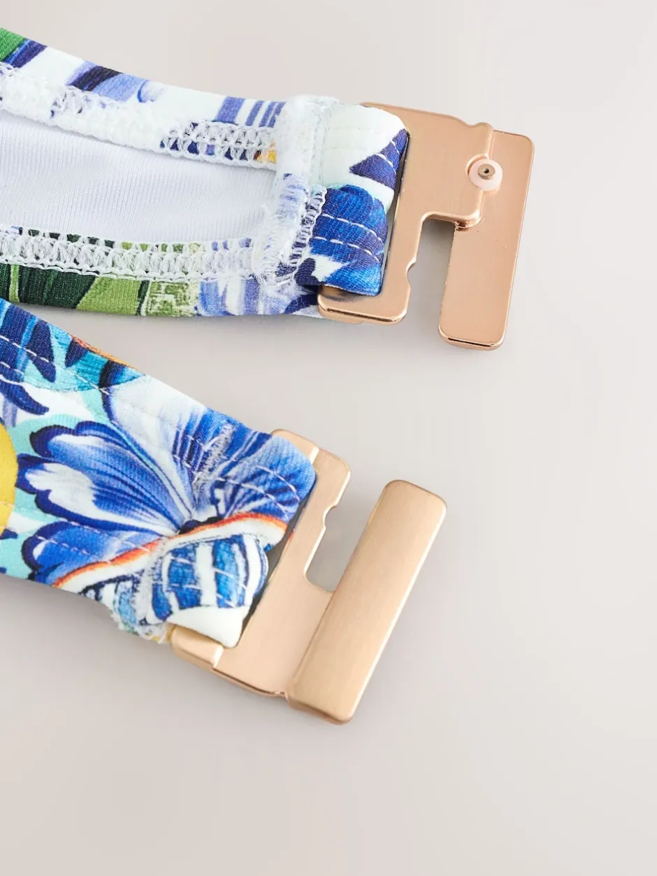 Next Bleu/blanc imprimé sardine - Haut de bikini non rembourré avec armatures