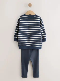 Next Bleu/blanc rayé/auto - Ensemble sweat-shirts et legging, lot de 2 (3mois-7ans) Best