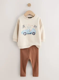 Next Bleu/blanc rayé/auto - Ensemble sweat-shirts et legging, lot de 2 (3mois-7ans) Best
