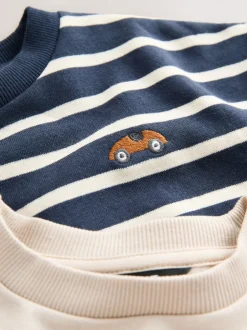 Next Bleu/blanc rayé/auto - Ensemble sweat-shirts et legging, lot de 2 (3mois-7ans) Best