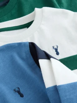 Next Bleu/blanc/vert - T-shirts à manches longues color-block, lot de 3 (3-16ans) New