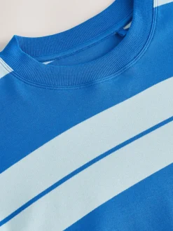 Next - T-shirt oversize décontracté boxy épais à col ras du cou Bleu/Bleu clair Sale