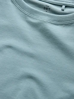 The Set Bleu/bleu clair/Crème/Blanc - lot de 4 t-shirts à manches mi-longues à col rond New