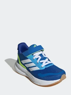 adidas - Baskets de course Runfalcon 5 à lacets élastiques pour enfant Bleu/citron vert Sale
