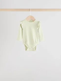 Next Bleu/Crème/Coral Ditsy - Body à volants et manches longues bébé Lot de 4 (0mois2ans)