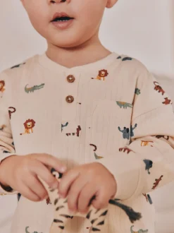 Next - Lot de 3 pyjamas oversize (9mois-10ans) Bleu/Ecru Clearance