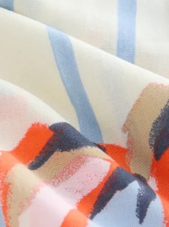 Next Bleu/Ecru - Pantalons à jambe large à enfiler avec lin Sale