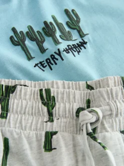 Next Bleu/Gris - Ensemble pyjama Terry Urban en jersey à manches courtes