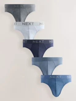 Next Bleu/Gris - Lot de 5 - Slips riches en coton New