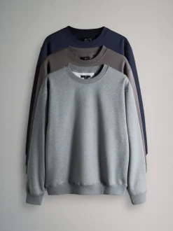 The Set Bleu/Gris - Lot de 3 - Sweat-shirt à Col rond coupe Décontracté Online