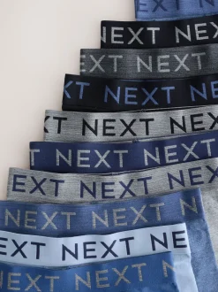 Next - Lot de 10 boxers (1.5-16ans) Bleu/Gris Outlet