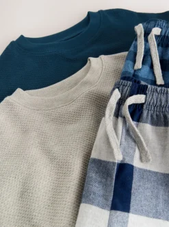 Next - Lot de 2 pyjamas en tissu à carreaux à manches longues (3-16ans) Bleu/Gris Outlet