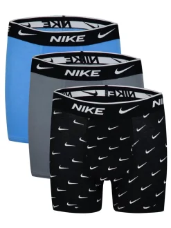 Nike Bleu/gris/noir - Lot de 3 boxers extensibles en coton Imprimé E Day Sale