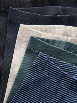 Next Bleu/Gris/Rayure - Lot de 5 leggings côtelés (3mois-7ans) Best
