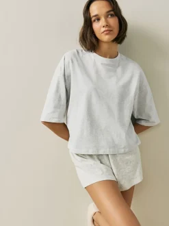 Next Bleu/gris/rose fleuri - Ensemble de 3 pyjamas shorts