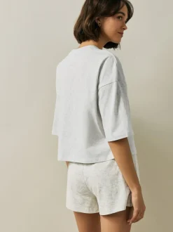 Next Bleu/gris/rose fleuri - Ensemble de 3 pyjamas shorts