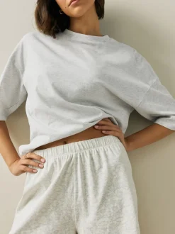 Next Bleu/gris/rose fleuri - Ensemble de 3 pyjamas shorts