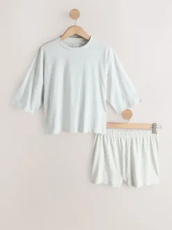 Next Bleu/gris/rose fleuri - Ensemble de 3 pyjamas shorts