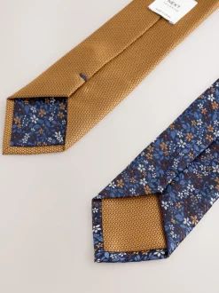 Next - Lot de 2 cravates clip texturées Bleu/Jaune Online