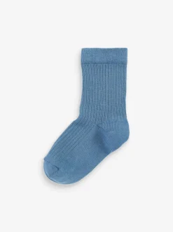 Next Bleu/Marine - Paquet de chaussettes en coton riche à fines côtes 7