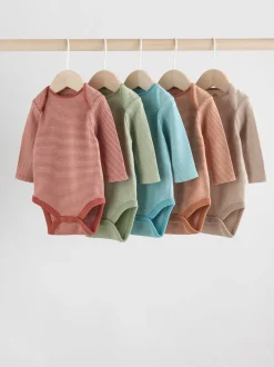 Next Bleu/marron - Lot de 5 bodys à manches longues pour bébé Sale