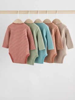Next Bleu/marron - Lot de 5 bodys à manches longues pour bébé Sale