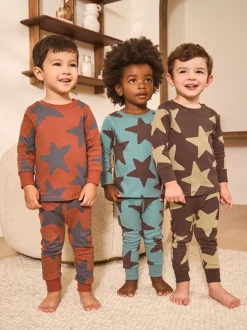 Next Bleu/marron - Lot de 3 pyjamas Snuggle (9mois-10ans) New