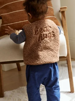 Next Bleu/marron Bear Hugs Slogan Borg - Ensemble Gilet et Leggings bébé (0mois-2ans) Clearance