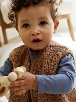 Next Bleu/marron Bear Hugs Slogan Borg - Ensemble Gilet et Leggings bébé (0mois-2ans) Clearance