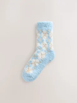 Next Bleu/Neutre à losanges - Lot de 2 paires de chaussettes douillettes