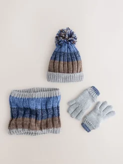 Next Bleu/neutre bleu marine - Ensemble 3 pièces Chapeau, Gants & Snood (3-16ans) Sale