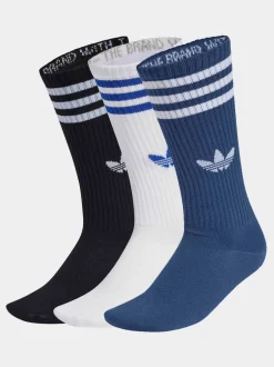 adidas originals Bleu/Noir - Adidas Original 3 - Lot de 3 Chaussettes Col rond Rayures Online