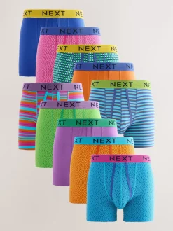 Next - Lot de 10 - Boxers avec ouverture sur le devant Bleu/Orange Pois lumineux Sale